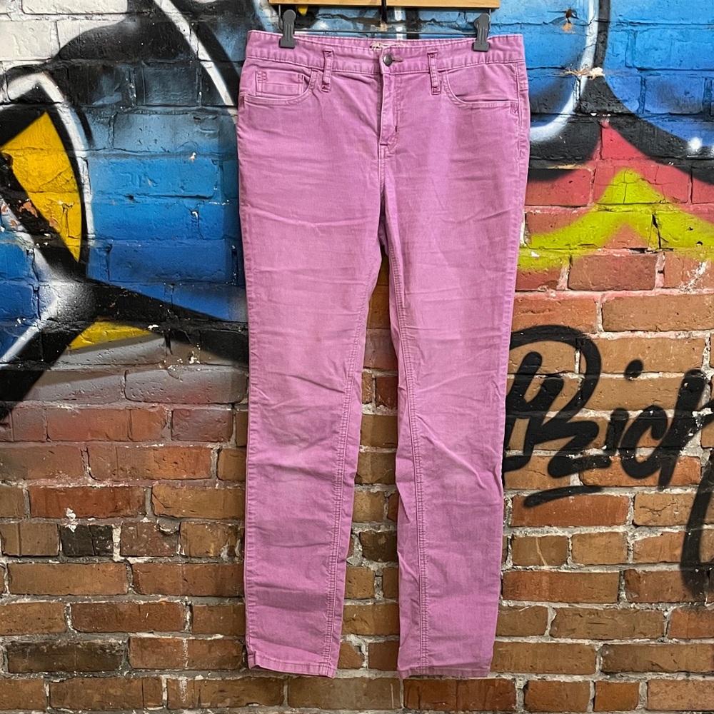 FREE PEOPLE-women’s fuscia cotton stretch skinny straight leg corduroy pants